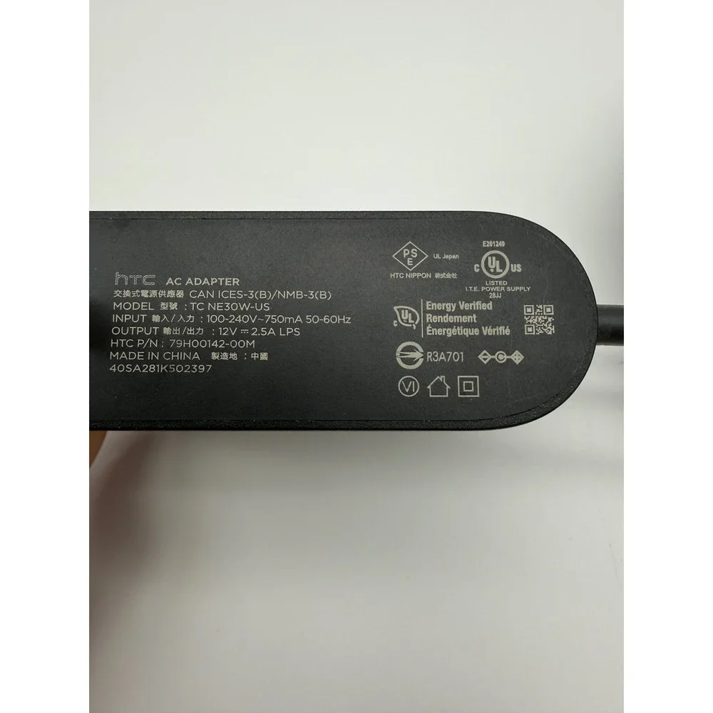 HTC AC Adapter TC NE30W-US 12V 2.5A Power Supply for Vive VR Black